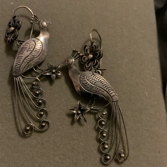 Jewelry - Filigree Silver Peacock Earring